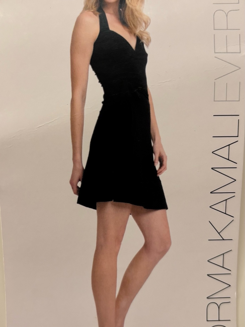 Norma Kamali Sweetheart Halter Wrap Black  Mini Dress